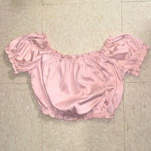 Cute pink shoulder less crop top!